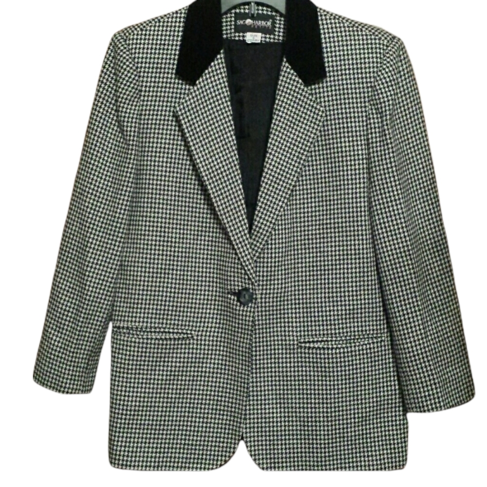 Sag Harbor Classic Houndstooth Blazer sz 6 Petite